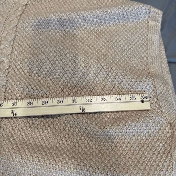 Cupcakes & Cashmere Full Zip Cable Knit Poncho Stand Collar Beige Tan Size M/L - Picture 7 of 9